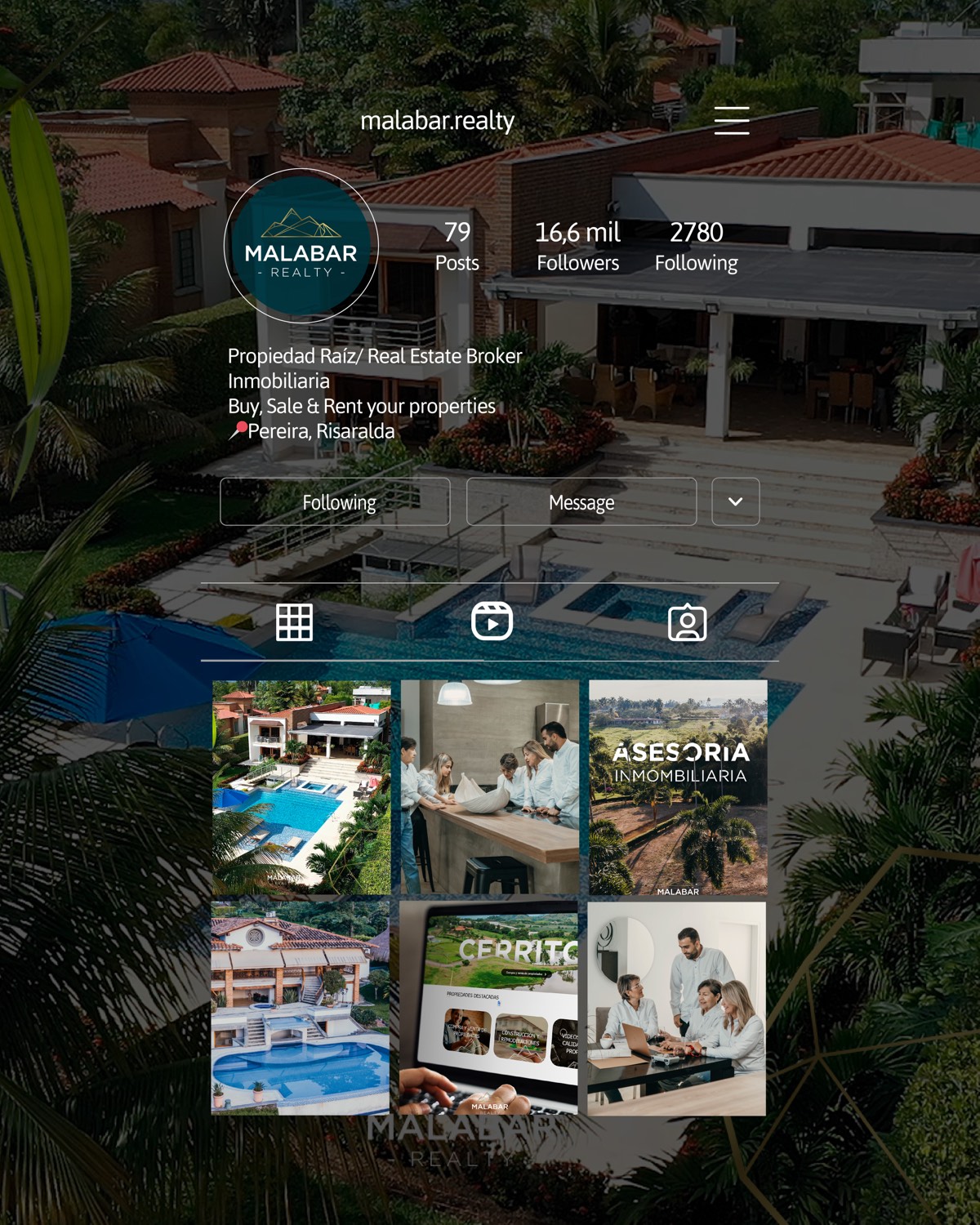 Dirección visual Malabar Realty